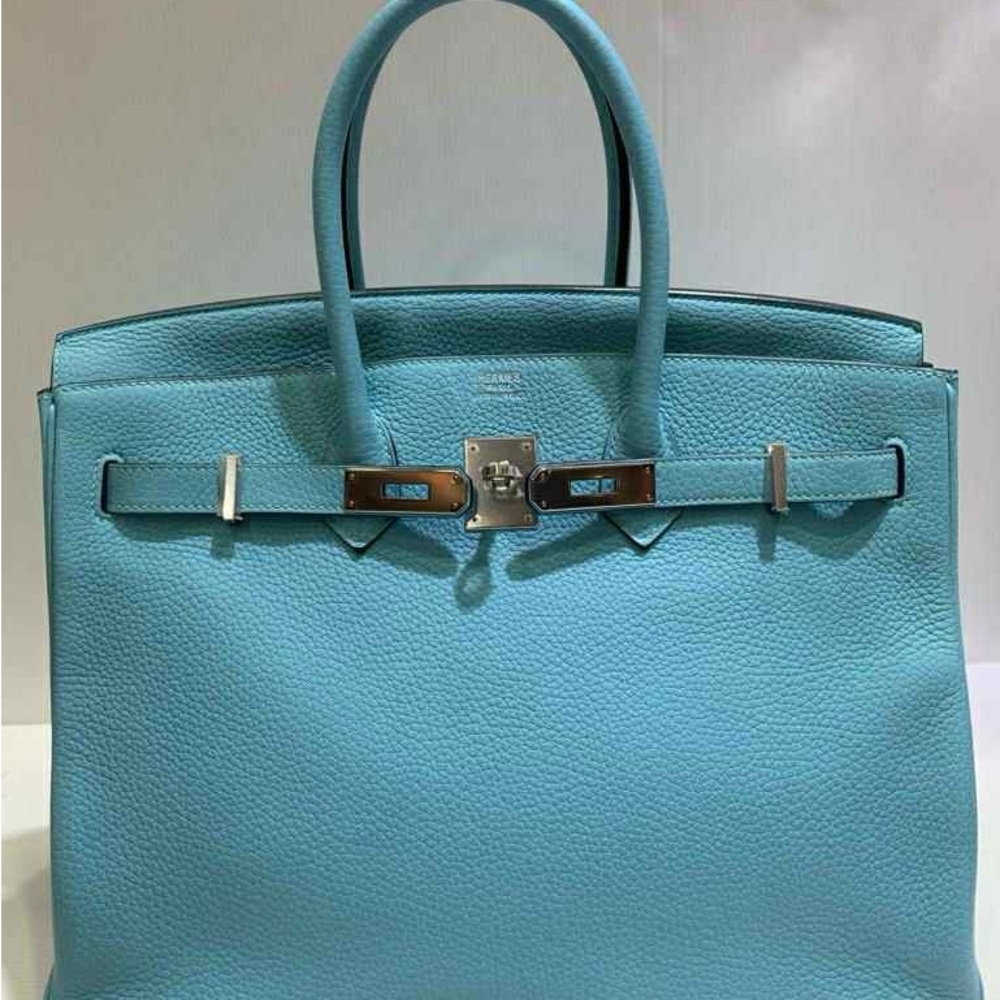 Birkin Turquoise Leather Satchel